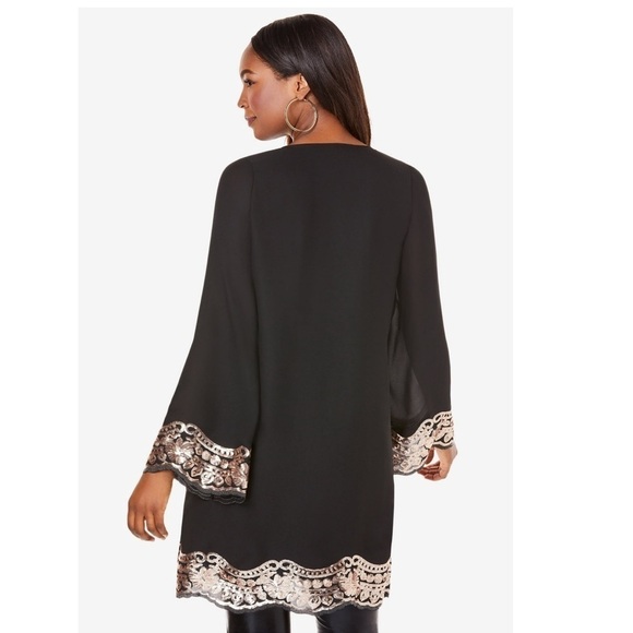 32W Roaman's Women's Plus Size Sequin
Tunic champagne color - Picture 5 of 12